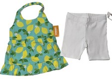Gymboree Girl Size 4T Mint Lemons Ruffle Halter Top White Bike Shorts New w/Tags