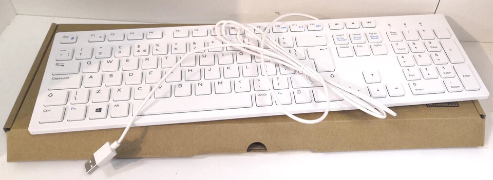 DELL KB216 USB Tastatur Keyboard PC Verkabelt Weiß UK Layout English KB216-WH-UK - Bild 2 von 4