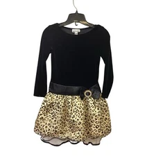 Amy's Closet Girls Size 8 Long Sleeve Leopard Print Bubble Skirt Fancy Dress