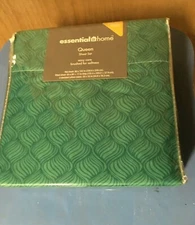 Essential Home Queen Sheet Set Microfiber Wave Turquoise