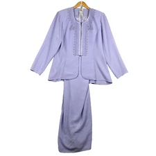 Vtg R &M Richards By Karen Kwong SET Womens 14 Sheath Dress and Jacket Pastel