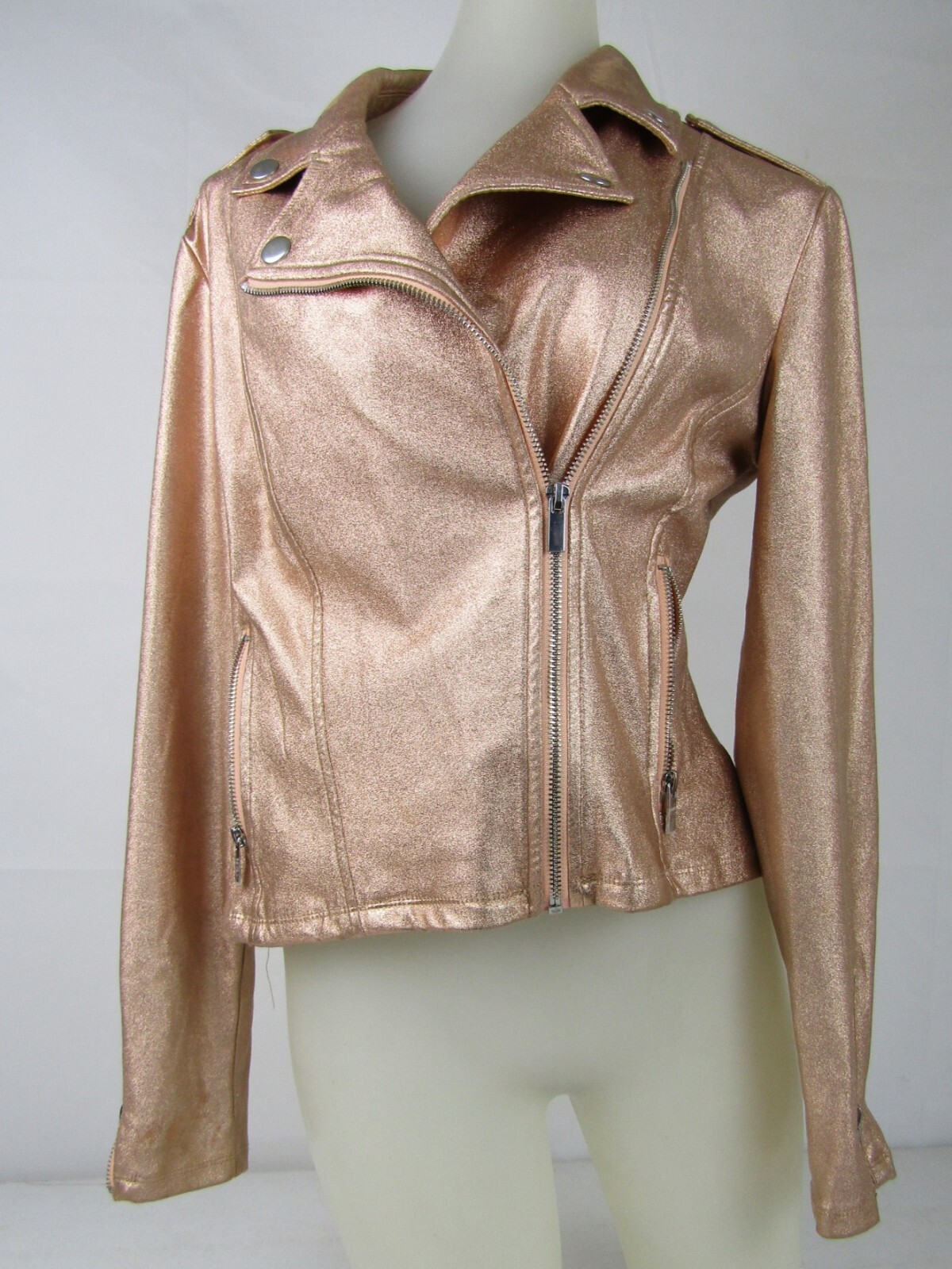 Pink Metallic Leather Moto Jacket Candies Vintage 90s… Gem