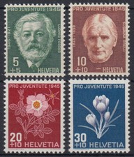 Switzerland 1945 ** Mi.465/68 Forrer Orelli Cattle Servant Flowers Rose Crocus [sv3222]