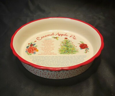 NEW The Pioneer Woman Christmas Holiday Caramel Apple Pie 9in Ceramic Pie  Plate