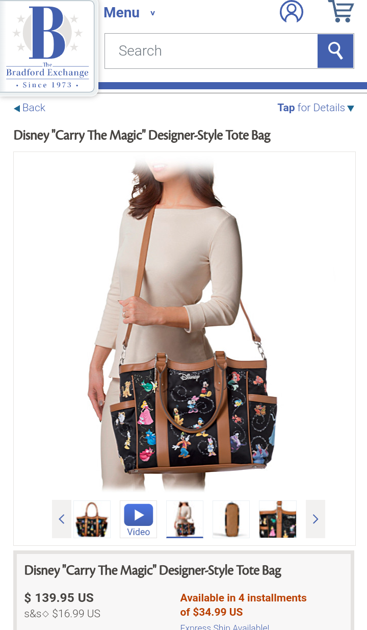 Bradford Exchange Disney Tote Bag (used) | eBay
