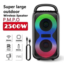 2500W Portable Bluetooth Speaker Dual Sub woofer Heavy Bass Sound System Party