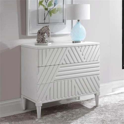Uttermost Colby Contemporary MDF and Wood Drawer Chest in White - Picture 2 of 13