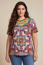 Johnny Was The Janie Favorite Short Sleeve Crew Neck Tee T13925 Plus Size
