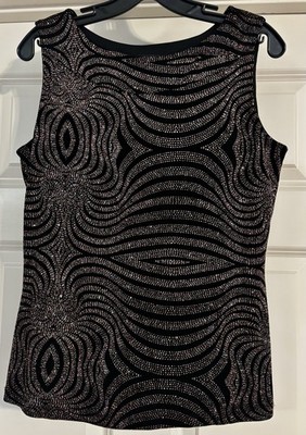 J.T.B. Vintage Old Money Mob Wife Glam Luxe Swirly Sparkly Glitter Print Size L