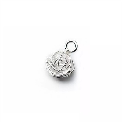 Sterling Silber 3D verdrehtes Seil gestrickt Kugel Knoten Charm Anhänger 15mm
