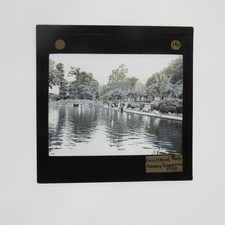 Glass Magic Lantern Slide Children's Pond Abbey Gardens Torquay Devon 1935