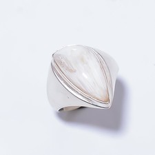 Orange Scolecite - India 925 Sterling Silver Solitaire Ring s.9 R708-17 A351