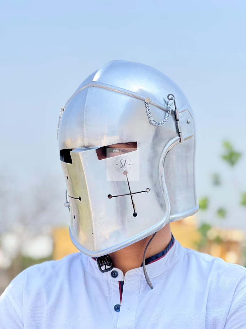 Medieval Crusader Knight Barbuta Cosplay LARP Helmet Halloween Costume