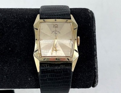 Lord Elgin Men's 14K Gold Filled Wristwatch Vintage 1950s Art Deco