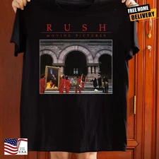 Rush Moving Pictures Graphic Unisex Black T-shirt Size S-5XL