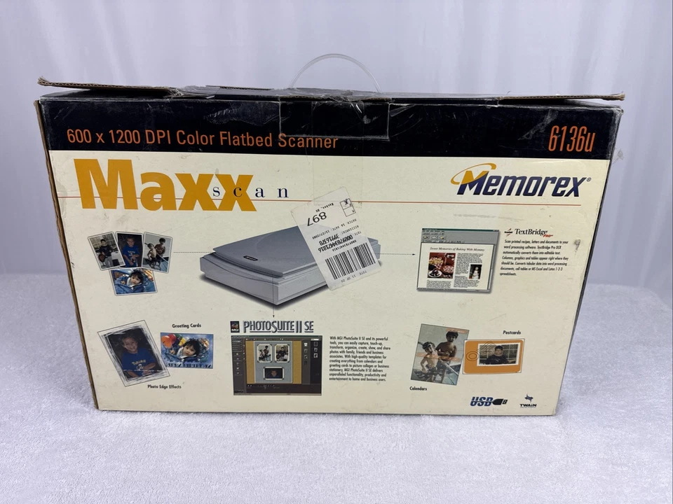 Memorex Maxx Scan 6136U Color Flatbed Scanner 600 x 1200 DPI USB - NEW - Image 2 of 4