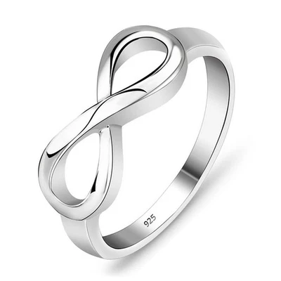 Damen Ring Silber 925 plattiert Verlobungsring Infinity Unendlichkeit Ring 49-70 - Bild 1 von 4