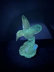 FENTON 4  " TALL  BLUE  HUMMINGBIRD  FIGURINE DISPLAY manganese