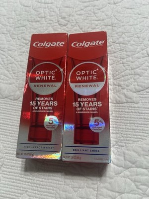 LOT OF 2 Colgate Optic White Renewal HIGH IMPACT WHITE , BRILLIANT SHINE 3.0 Oz