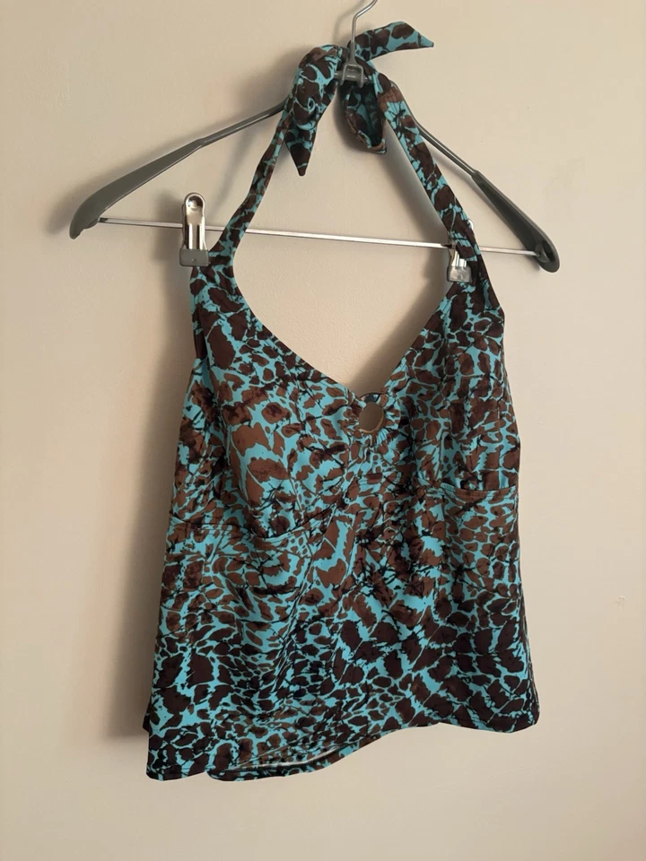 Maiô Mossimo Feminino Top Plus Size 24W Azul Marinho Marrom Halter J3 - Imagem 2 de 4