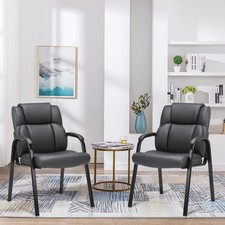 CLATINA Leather Guest Chair for Reception Meeting Conference Black 2 Pack
