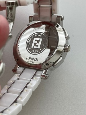 Fendi White Ceramic Chronograph Swiss Made Watch F662140 38mm w