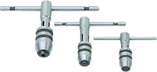 3 Piece T Handle Tap Wrench Set with Jaw Opening 1/16"-5/32", 5/32"-1/4", 1/4"-1
