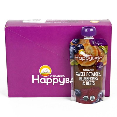 Happy Baby Organics Sweet Potatoes Blueberries Beets Baby Food Pouch (x16) -E