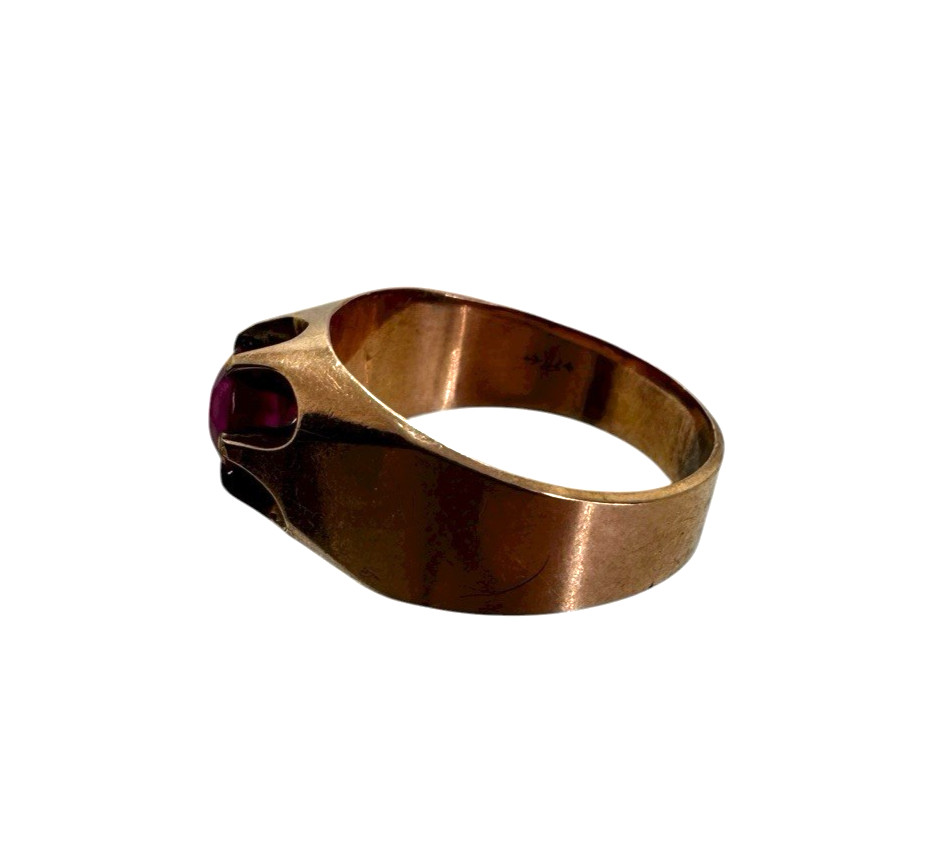 Solid 10K Yellow Gold Ruby Stone Ring Size 9 - image 3