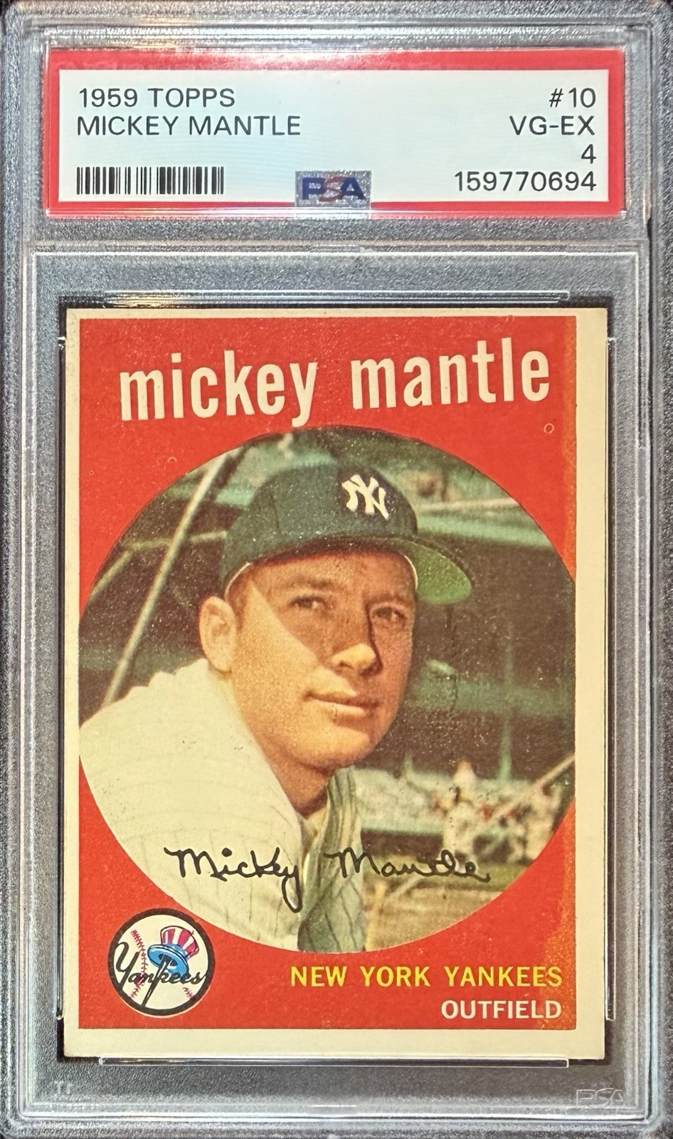 1959 TOPPS MICKEY MANTLE #10 PSA 4 VG-EX