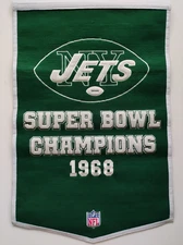 NEW YORK JETS WINNING STREAK 37" EMBROIDERED WOOL NFL FOOTBALL SUPER BOWL BANNER