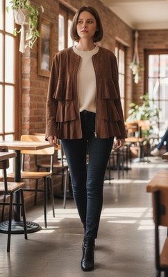 Anna Sui MACYS INC Jacket Womens Soft Light Brown Medium Weight Zip Up XXL/PET.