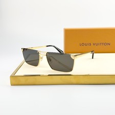 Louis Vuitton Z3206U Gold Frame Black Lens Square Sunglasses New w/ Box
