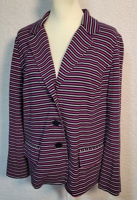 Talbot's Cardigan Sweater 2X Striped Women's Button Front Long Sleeve 0705