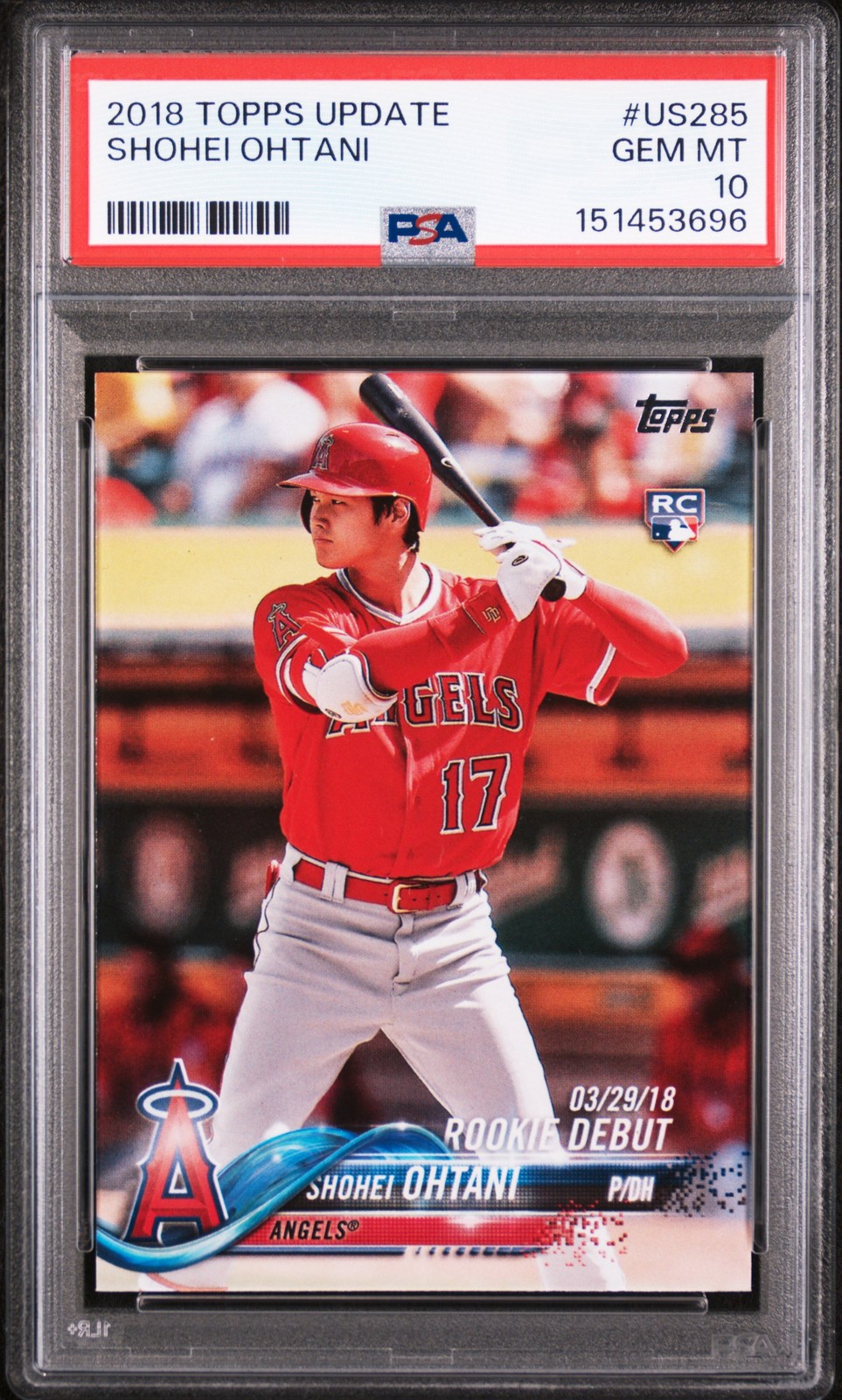 2018 TOPPS UPDATE #US285 SHOHEI OHTANI ROOKIE RC PSA 10