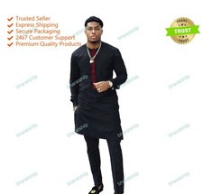 Indian Clothing Fashion Shirt Mens Kurta Cotton India Dress Kurta Color Black