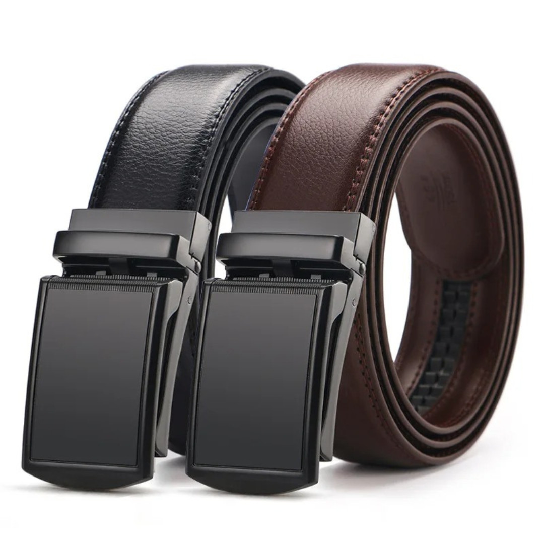Men’s Genuine Leather Ratchet Belt Automatic Click Buckle Dress Waist Belt AU
