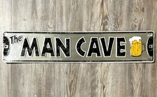 Man Cave 24 x 5 Novelty Embossed Aluminum Sign Wall Art New!
