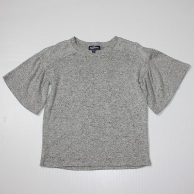 Freshman Girl's Bell Sleeve Heathered Gray Knit Top in size Medium 8-10