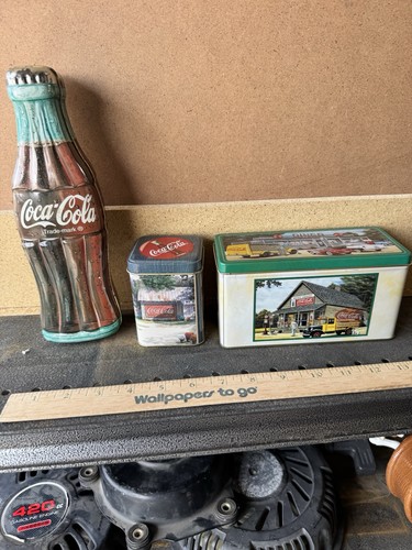 Coca-Cola Advertising Tins Lot 2001 Bottle, Diner Scene, Multicolor Original