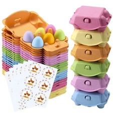 Half Dozen Egg Cartons 30 Pack, Colorful Blank Natural Pulp Egg Holder