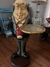 Fat Waiter Butler In Uniform With Tray Prop Restaurant Home Decor Small Statue