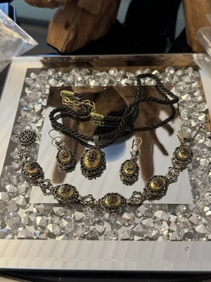 Sehr alter Trachten Schmuck mit Granat - Bild 1 von 4
