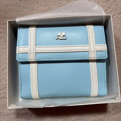 Courreges Women Wallet Light Blue And White Bifold Wallet Limited Edition VHTF