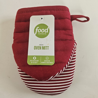Food Network Mini Oven Mitt  Red And White NWT Pot Holder