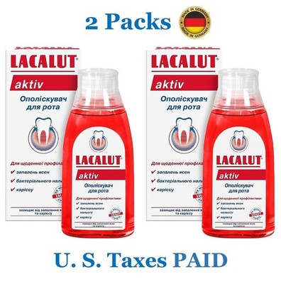 2 Pack Lacalut Aktiv Mouthwash 300 ml Gum Care Plaque Protection Made in Germany