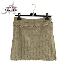 Chanel Tweed Dress Beige Gold Hardware Size 34