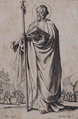 Jacques Callot Apostel Thomas Lanze Neues Testament Radierung 1631