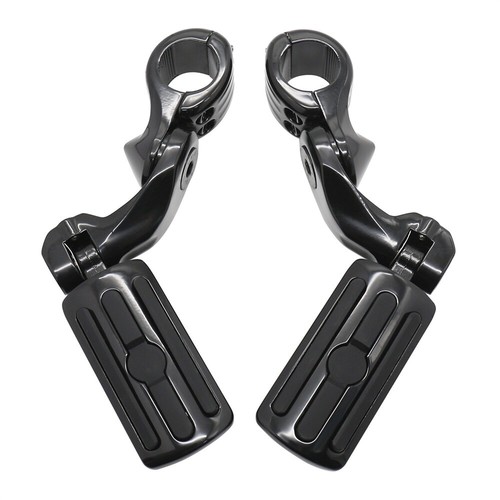 1.25" 32mm Front Crash Bar Foot Pegs W/ Mounts Full Black For Harley Indian KTM - Bild 2 von 12