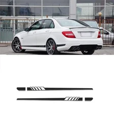 Black Side Skirt Stripes Decal Racing Trim for Mercedes Benz W204 C200 C250 C300
